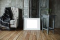 White isolated posters with frame mockup in interior Royalty Free Stock Photo