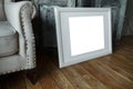 White isolated posters with frame mockup in interior Royalty Free Stock Photo