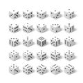 24 white isometric 3d dice set