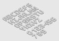 White isometric font alphabet in thin line style Royalty Free Stock Photo