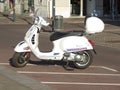 White Italian Vespa scooter in Vienna Royalty Free Stock Photo