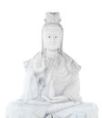 White jade stone carving Kuan Yin statue Royalty Free Stock Photo