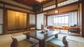 white Japanese style room interior design oriental. Nihon room design interior. AI Generative Royalty Free Stock Photo