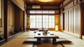white Japanese style room interior design oriental. Nihon room design interior. AI Generative Royalty Free Stock Photo