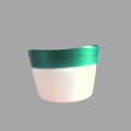White jar with green lid for cream