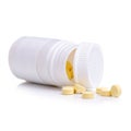 White jar with pills medicine pharmasy Royalty Free Stock Photo