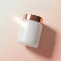 White Jar with Rose Gold Lid Royalty Free Stock Photo