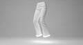 White Jeans Floating with Glowing Hems on a Minimalist Gray Background Royalty Free Stock Photo