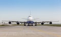 White jet airplane on the runway Royalty Free Stock Photo