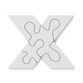 White jigsaw puzzle font Letter X 3D