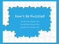 White jigsaw puzzle frame on a blue background, vector illustration. Royalty Free Stock Photo