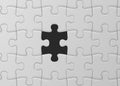 White jigsaw puzzle with missed piece. Solution concept. Royalty Free Stock Photo