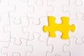 White jigsaw puzzle and missing pieces with selective focus Royalty Free Stock Photo