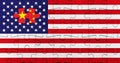 White jigsaw puzzle pattern isolatedUsa or American flag jigsaw puzzle pattern joined to a piece China flag concept image. Diploma