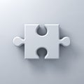 White jigsaw puzzle piece concept on white wall background with shadow Royalty Free Stock Photo