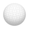White jigsaw puzzle pieces pattern texture on ball or sphere shape isolated on white background. Mock up design. 3d abstract Royalty Free Stock Photo