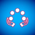 White Juggling ball icon isolated on blue background. Vector