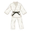 White Karate Kimono. Vector Cartoon Gi Illustration