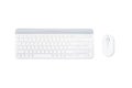 White keyboard with mouse set wireless type for computer desktop or laptop on the white background