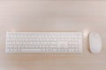White keyboard and mouse on wood background Royalty Free Stock Photo
