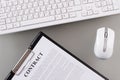 White keyboard and PC mouse.