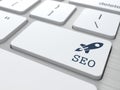 White Keyboard with SEO Button. Royalty Free Stock Photo