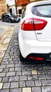 White Kia Rio from backside Royalty Free Stock Photo