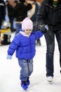 White kid learning winter sports