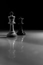 White King and Black Queen Chess Piece Reflection Royalty Free Stock Photo
