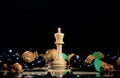 White King Standing on Chess Board Amongst Fallen Royalty Free Stock Photo