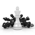 White King Standing Over Fallen Black Chess Pieces