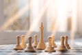 White king surrounded by white pawns on a chessboard Royalty Free Stock Photo