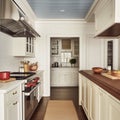 White kitchen decor, interior design and house improvement, classic English in frame kitchen cabinets, countertop and