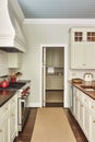 White kitchen decor, interior design and house improvement, classic English in frame kitchen cabinets, countertop and