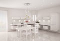 White kitchen interior 3d render