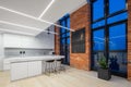 White kitchen with led lights Royalty Free Stock Photo