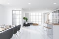 White kitchen and living room interior Royalty Free Stock Photo