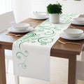 Green Swirl Table Runner With Minimalist Illustration Style