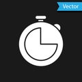 White Kitchen timer icon isolated on black background. Cooking utensil. Vector Illustration Royalty Free Stock Photo