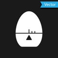 White Kitchen timer icon isolated on black background. Egg timer. Cooking utensil. Vector Royalty Free Stock Photo