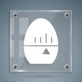 White Kitchen timer icon isolated on grey background. Egg timer. Cooking utensil. Square glass panels. Vector Royalty Free Stock Photo