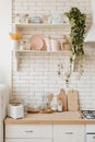 White Kitchen Utensil Shelf Interior Background Royalty Free Stock Photo