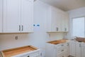 White of kitchen wooden cabinets with contemporary