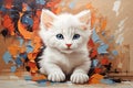 White kitten with blue eyes on abstract background Royalty Free Stock Photo