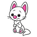 White kitten little cute minimalism character cartoon