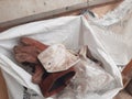 white kn95 masks that are dirty and cannot be used are thrown away with other garbage