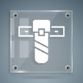 White Knife holster icon isolated on grey background. Square glass panels. Vector