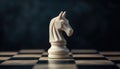 White Knight Chess Piece On A Classic Checkered Chessboard Symbolizing Intelligence Royalty Free Stock Photo