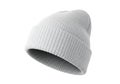 White knit beanie hat isolated on white background Royalty Free Stock Photo
