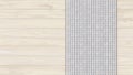 White knitted fabric striped on cut timber whitewashed texture background Royalty Free Stock Photo
